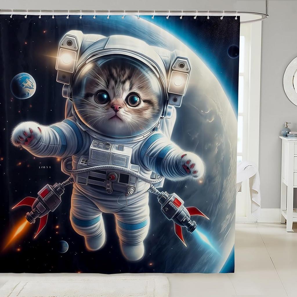 Sött Enhörning Duschdraperi Set Flickor Barn Pojkar Lila Enhörning Badrumsgardiner Kawaii Rumsinredning, Regnbåge Vattentätt Badrum