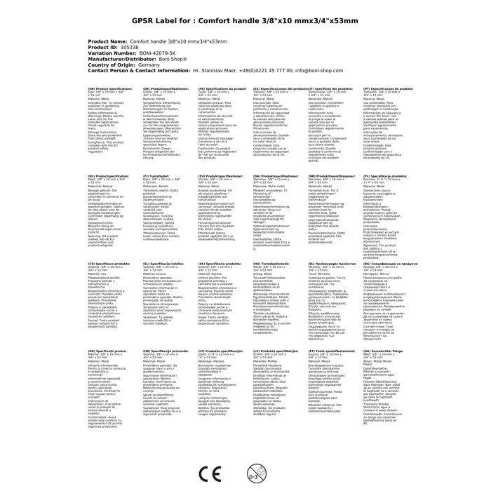 Vanne d'angle double poignée confort 3/8"x10 mmx3/4"x53mm