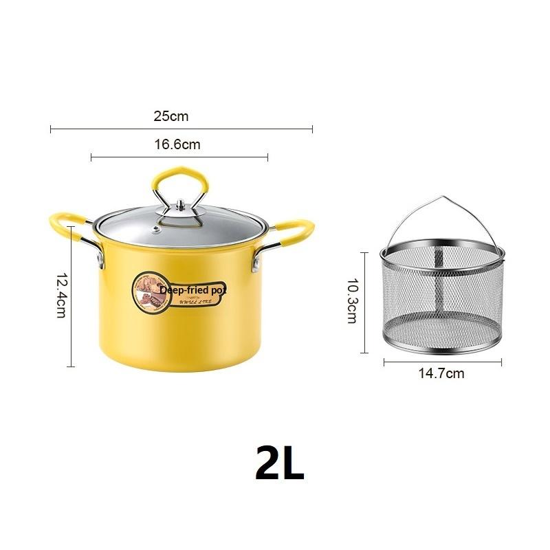 

2/3L Deep Fryer Pot Stainless Steel Japanese Frying Pot With Oil Filter Rack Lid For Home Kitchen Cooking Appliances Cookware 2L
