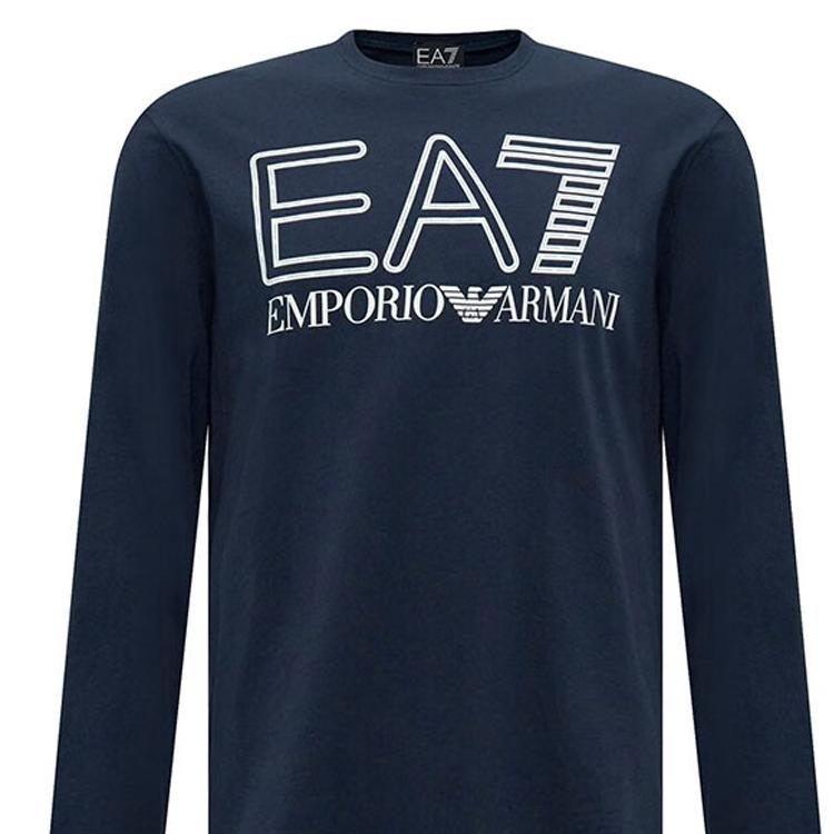 Emporio Armani FW23 EA7 Series Logo Print Crew Neck Long Sleeve T-Shirt Men Tops Blue 6RPT04-PJFFZ-1554
