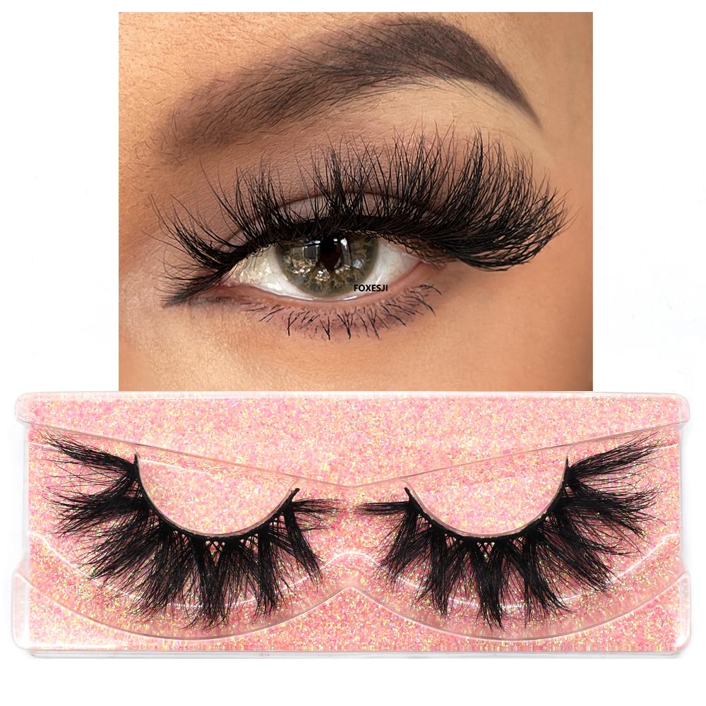 FOXESJI 3D Mink False Eyelashes Fluffy High Volume Eye Lashes Natural Wispy Full Strip Mink Eyelash Extension Bulk Lash Makeup