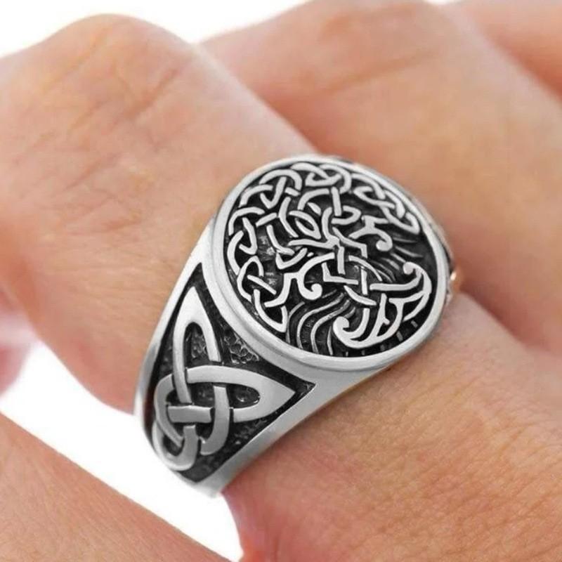 Viking Celtic Tree of Life Ring Men's Retro Hand Jewelry