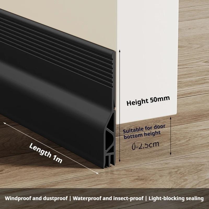 

1PC 1m/39.37inch Door Bottom Seal Strip Self-adhesive Anti-shedding Thicken Windproof Anti-Cold Door Gap Weather Strip 1m