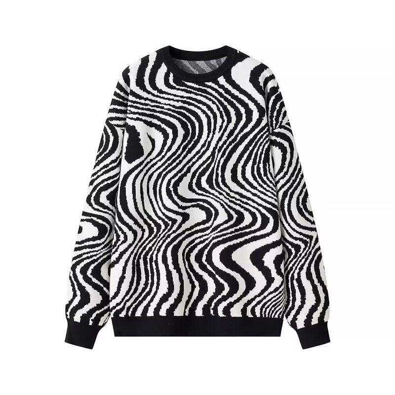 Zab Autumn New Women's Clothing Fashion Style French Style Design Fashion All-Match Zebra Pattern Loose Pullover