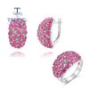 Elegant natural ruby women's Noble Jewelry set real Gemstones 925 steling siver Earrings Ring for Anniversary and Wedding Gifts