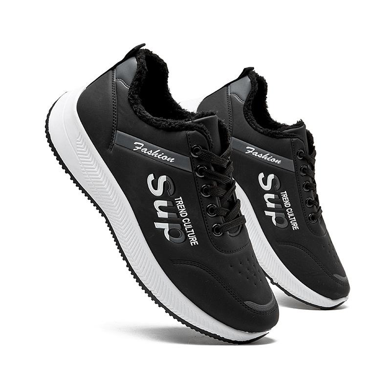 

Autumn and winter casual PU sports shoes comfortable student running shoes shoes 39 чёрный