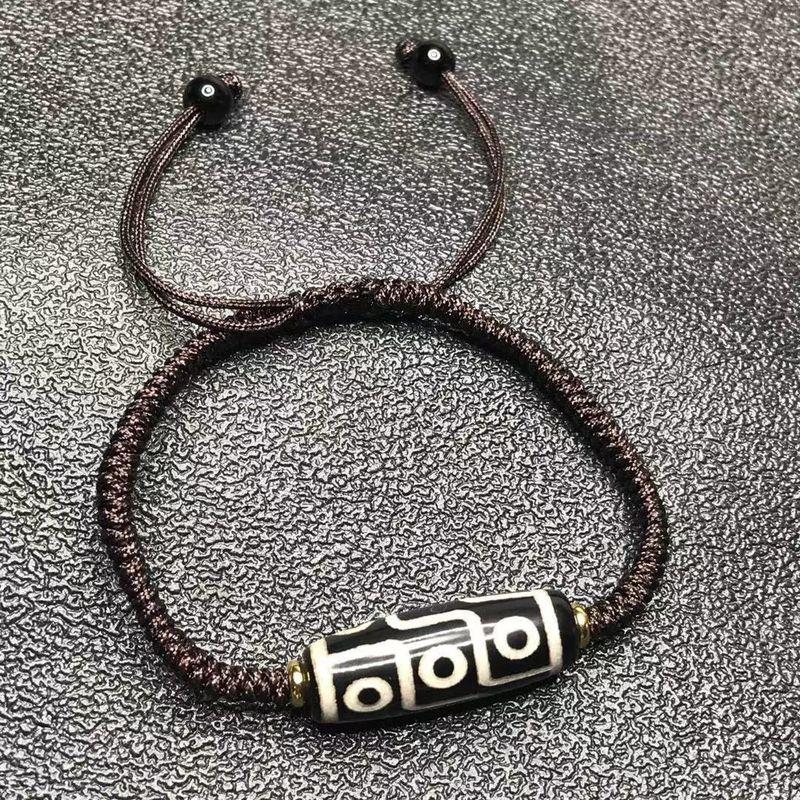 

Тибетский Настоящий Выветренный Мякотный Дзи Бусина Этнический Браслет Старая Руда Натуральный Агат Мужской и Женский Ниточный Браслет НАФУ Удачный Smooth nine-eye black and white