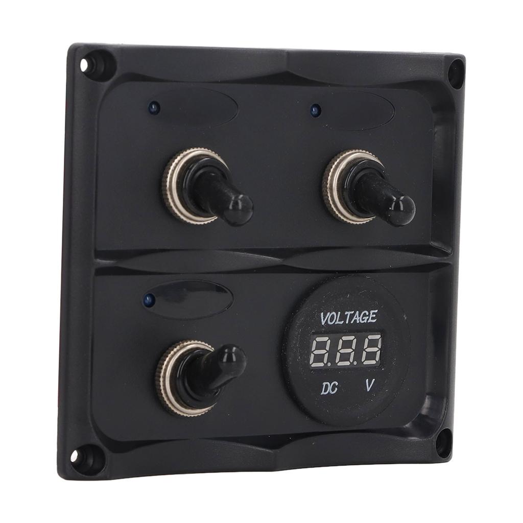 Panel przełączników kołyskowych 3-pozycyjny LED Wodoodporny DC12V?Skrzynka bezpiecznikowa 24V z wyświetlaczem do łodzi morskich