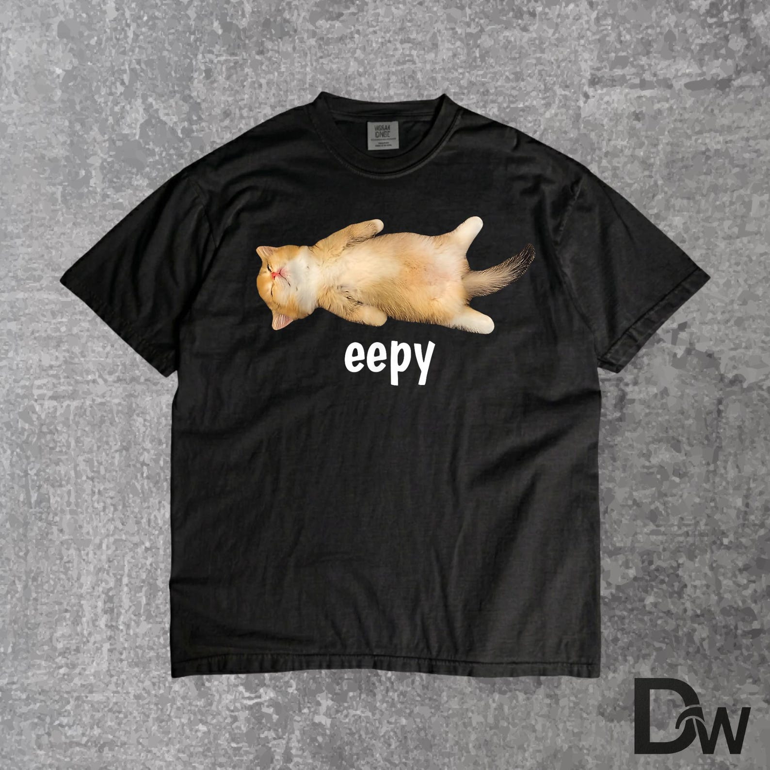Eepy Cat Silly Sleepy Meme T-Shirt | Unhinged Sarcastic Humor Tee, Funny Cat Lover Gift L