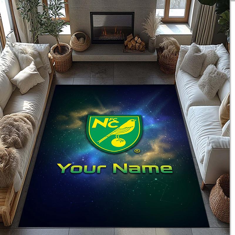 Norwich City Printed Crystal Velvet Rug Non‑Slip Crystal Velvet Carpet For Sofa Bedroom Indoor Home Decoration