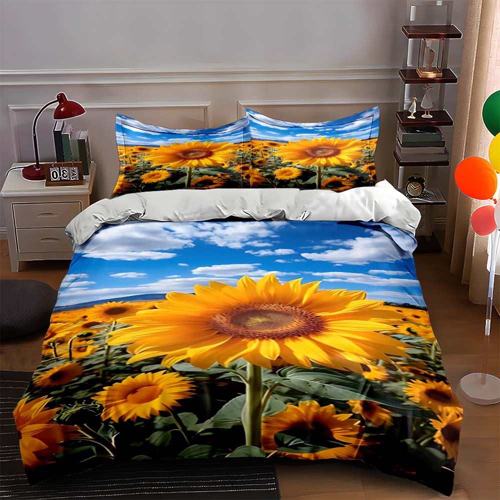 

Sunflower field scene. Bedding Duvet cover sets Duvet covers Pillowcases gifts (1 * Duvet Cover 2 * Pillowcases, without duvet insert) 135x200cm