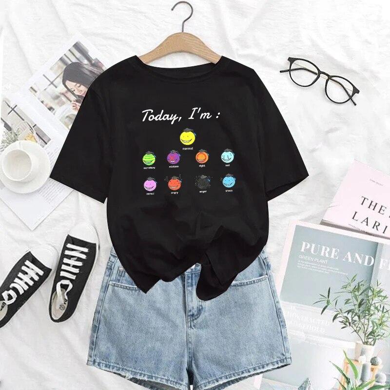 

Футболка «Убийство в классе», женская забавная футболка в стиле Харадзюку с коротким рукавом, белая футболка, женские топы, футболки L