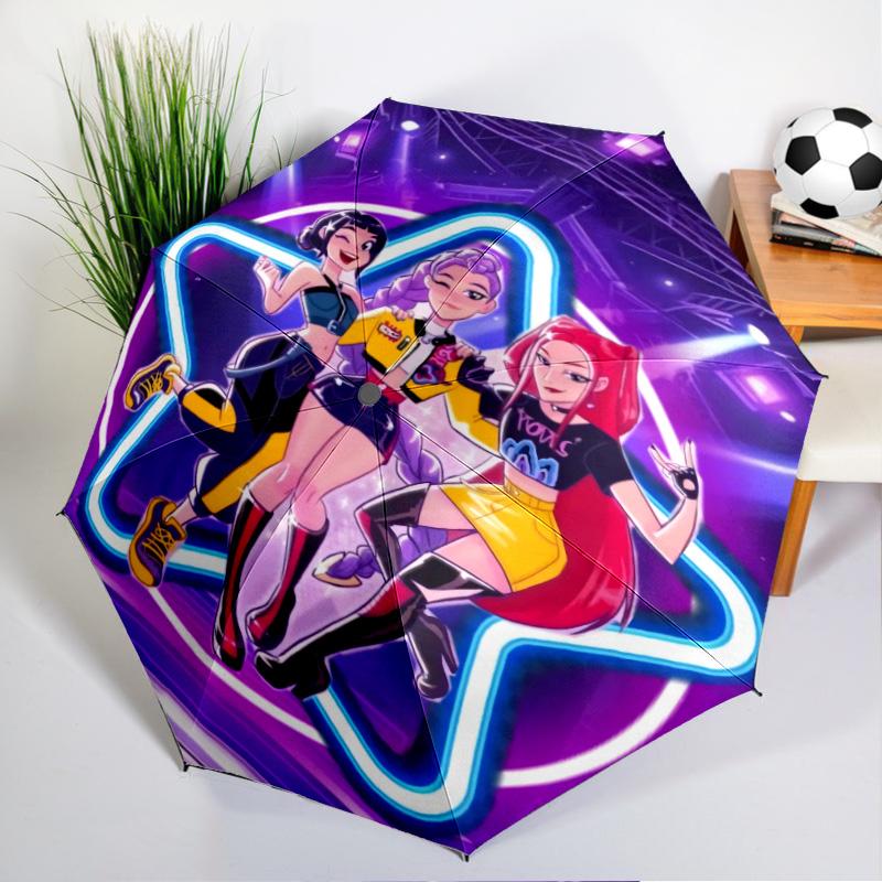 Superhero Kpop Friends Umbrella Folding Umbrella, Automatic Umbrella 8-Frame for Travel, Camping Use Gift for Halloween Christmas