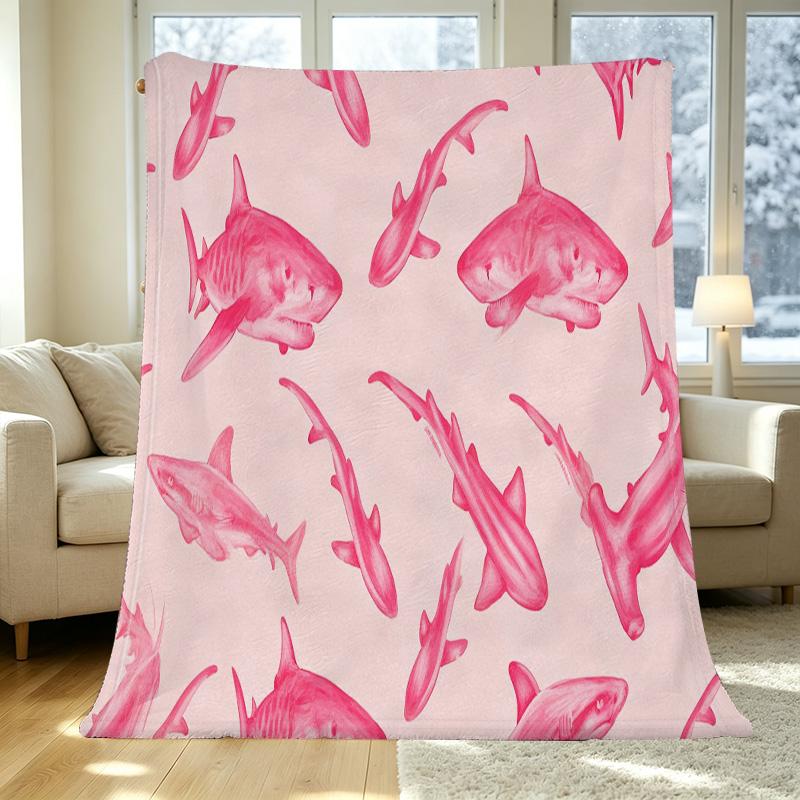 Lightweight Flannel Throw Blanket, Soft Warm Cozy Pink Fresh Design for Home, Christmas & Halloween