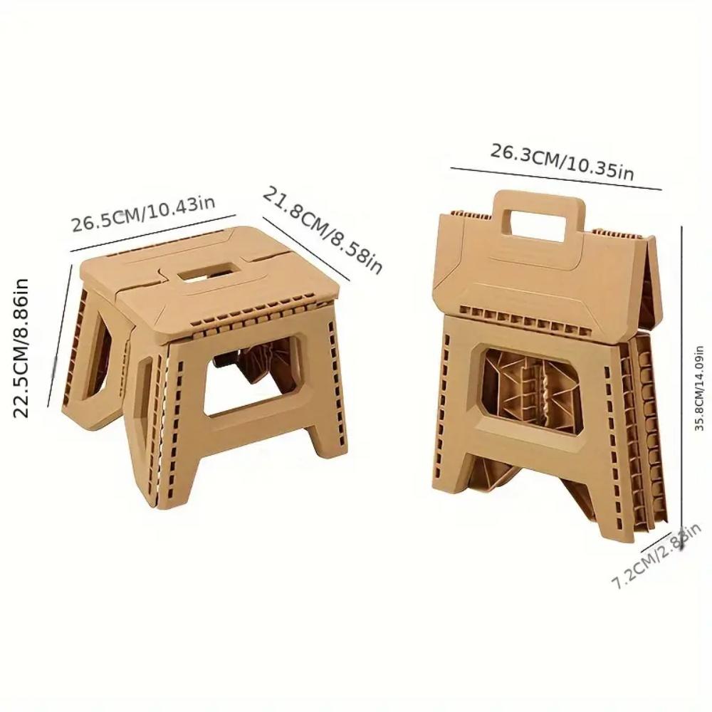 Heavy-Duty Thickened Portable Folding Stool with Handle - 1 Pack Square Plastic Collapsible Stool for Indoor, Gatherings, Picnic