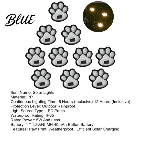 Patio Solar Lighting Stake Waterproof Print Light Lawn Dog Paw LED Garden Long-lasting Lamps Outdoor Decorative Footpath Light for