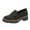 Stylish Women's Chunky Loafers | Easy Slip-On, Comfort Round Toe | Versatile & Durable Faux Leather for Fall Fashion