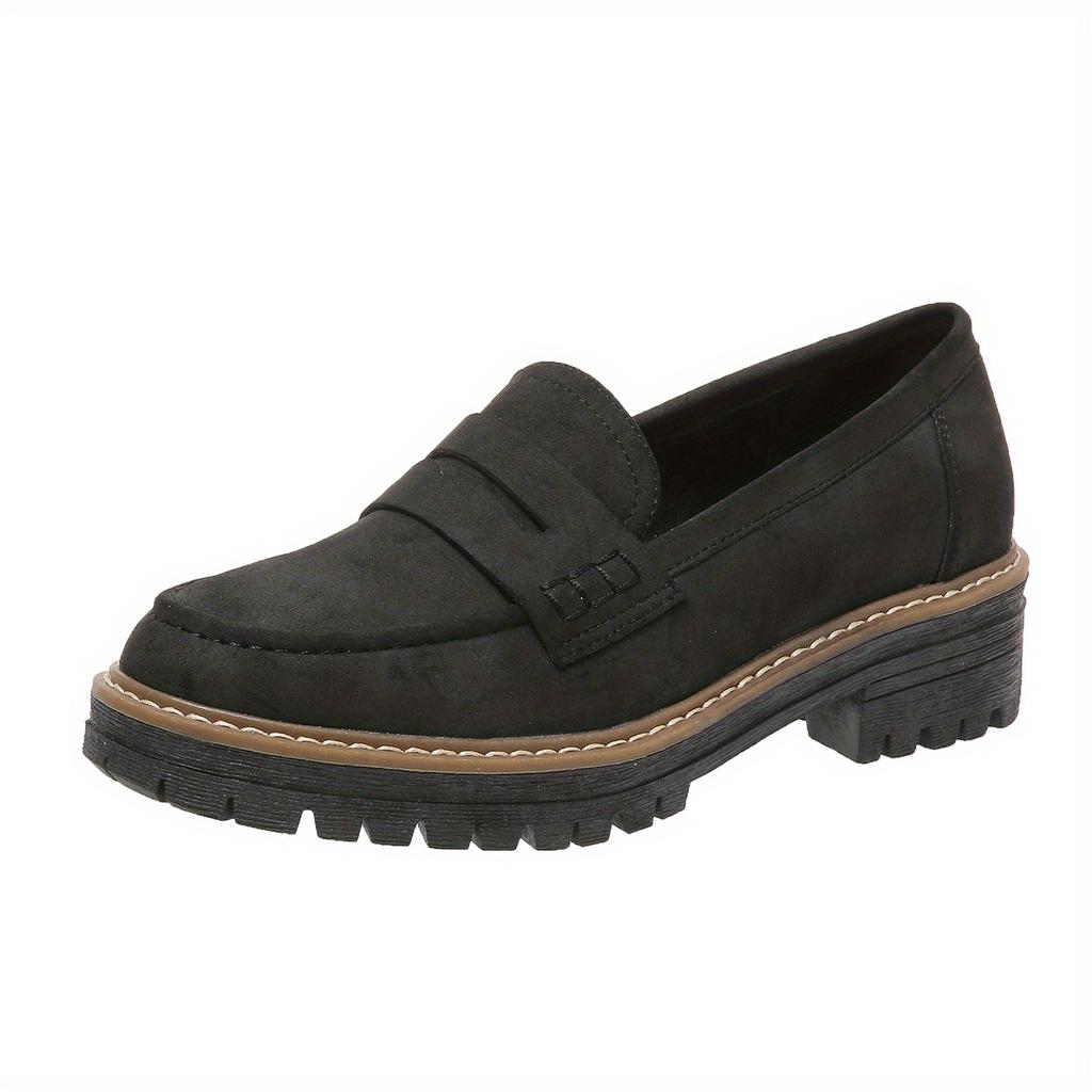 Stylish Women's Chunky Loafers | Easy Slip-On, Comfort Round Toe | Versatile & Durable Faux Leather for Fall Fashion