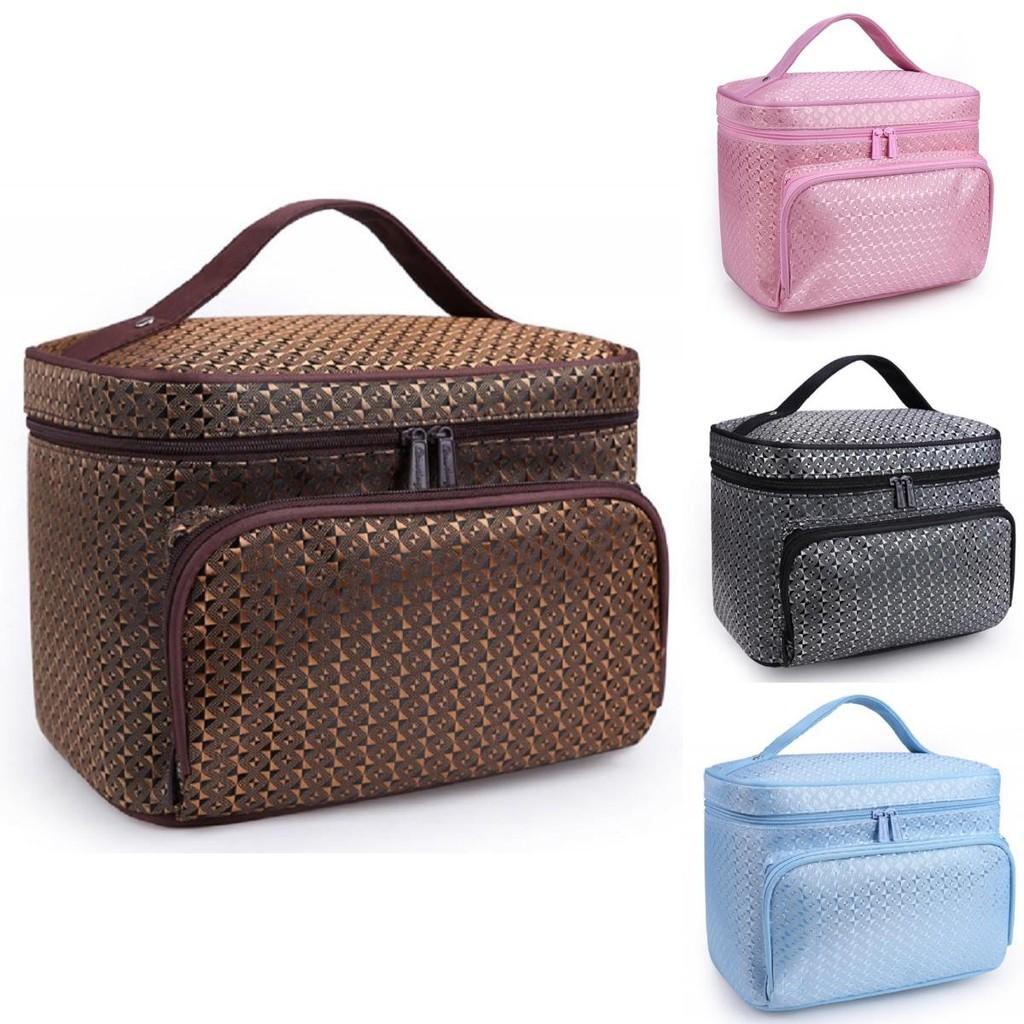 Portable Folding Large Capacity Makeup Bag For Women With Elegant Geometric Patterns In Various Colors