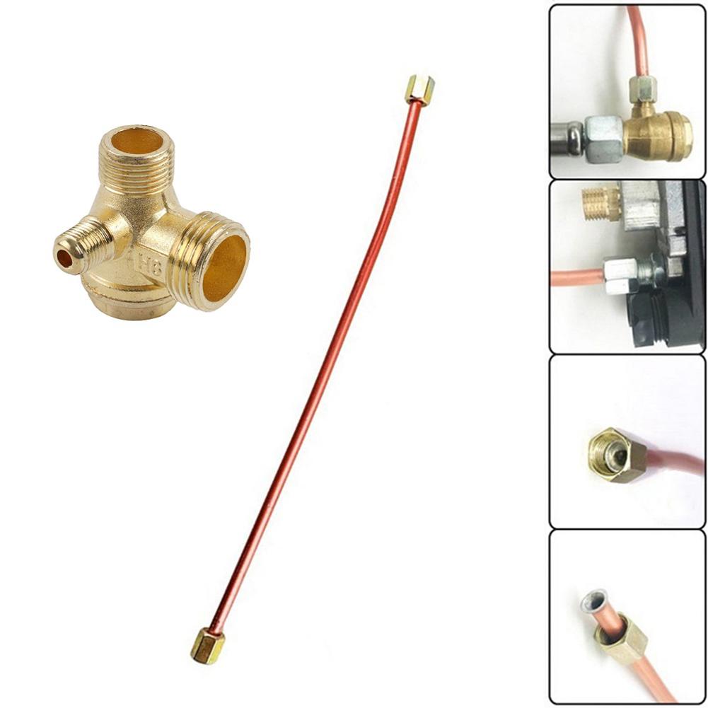 3-Port Air Compressor Check Valve With 400mm Air Compressor Tube Exhaust Pipe 20/16/10mm Thread Air Compressor Accessories
