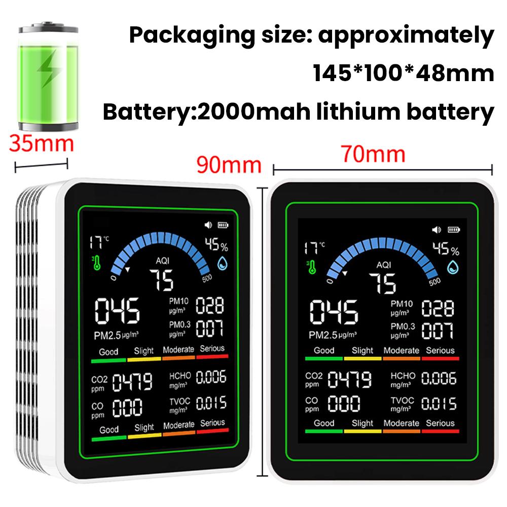 10-in-1 Air Quality Monitor Carbon Dioxide Monitor Formaldehyde Detector Temperature and Humidity Monitor