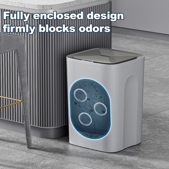 Large Capacity Garbage Bin 16L Automatic Trash Can, 12L 14L Touchless with Odor-Sealing Hygienic Hands Free Waste Lid, Motion Sensor Can for