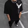 Mens Oversized O-Neck Short Sleeve T-Shirt With 3D Digital Print Breathable Quick-Dry Cotton Blend Casual Wear