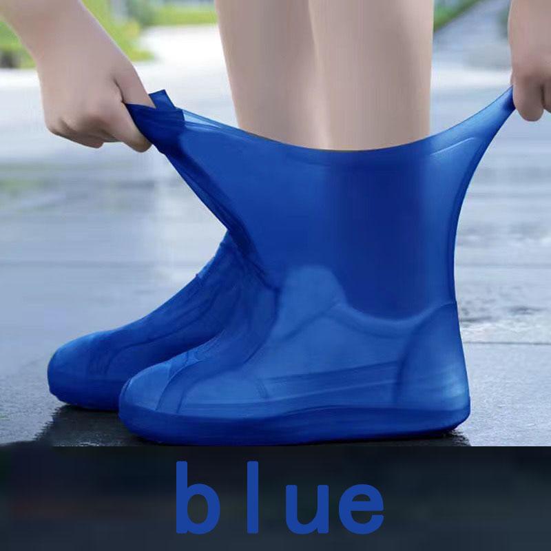 

2 пары многоразовых водонепроницаемых бахил, эластичный латексный материал, нескользящие и прочные, унисекс, защита для обуви в дождливую погоду, легко моющийся дизайн 34-39 синий