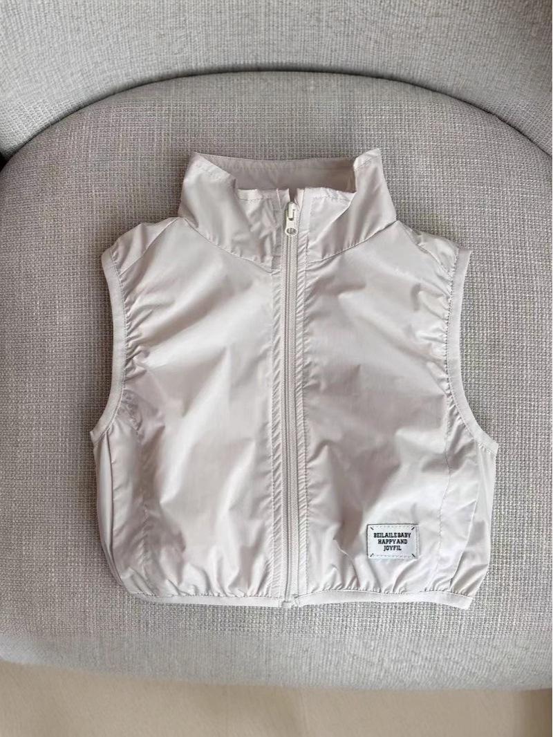 2026 Kids  Stand Collar Sleeveless Jacket - Unisex Casual Vest 80 - Height 65-75cm белый