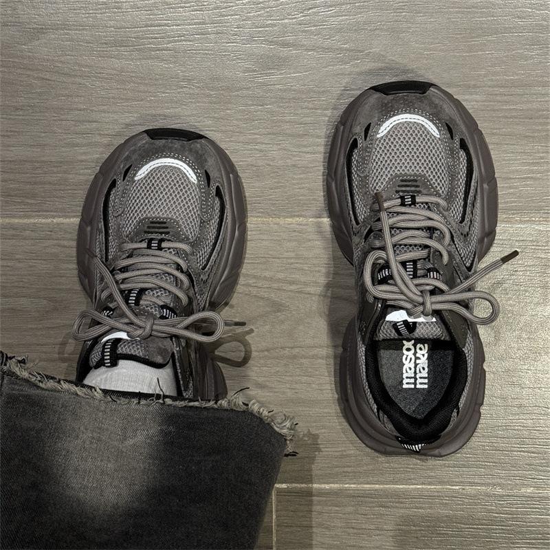 

Platform dad shoes autumn new mesh breathable sports and leisure shoes heightened gray 35【inner length 22.5cm】 темно-серого