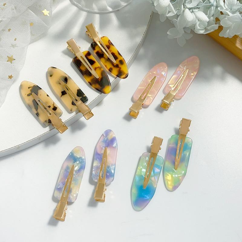 2PCS No Bend Hair Clips for Women Girls Pink Acrylic Acetic Hair Styling Seamless Hair Barrettes Tool Hair Accessories