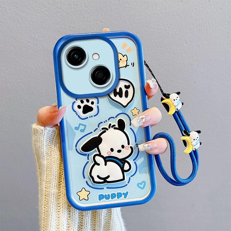 KEYSION Shockproof Case for TECNO Spark 40C with Lanyard Soft Silicone Cute 3D Cartoon Doll Phone Back Cover for Tecno Spark 40C