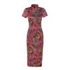 1011 New summer and autumn long cheongsam skirt women's dress slim-fit performance performance Chinese style satin