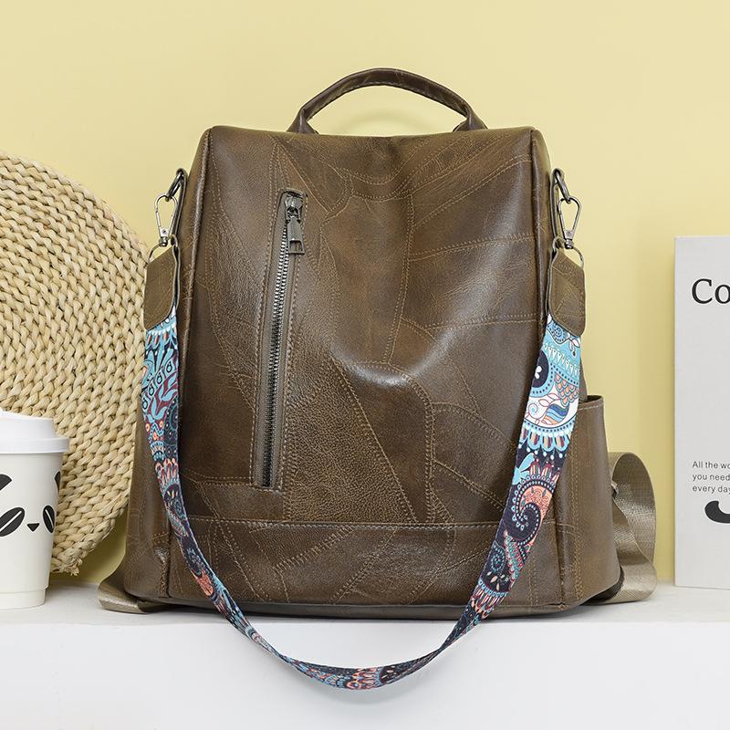 Leather Backpack Women's Backpack Large Capacity Anti-Theft Women's Travel Bag