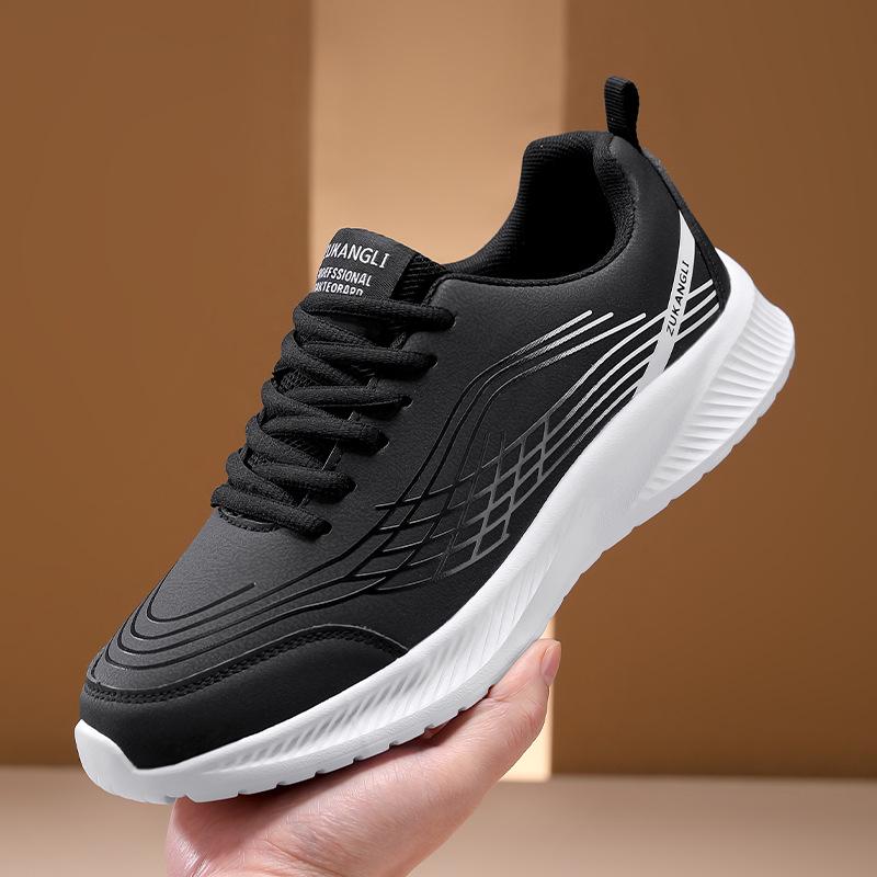 

Men s Lightweight Leather Sneakers: Spring & Autumn Style Lace-up Casual Running Shoes 44