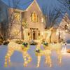 Christmas Stake Decorations 3 Pieces Weatherproof LED Light Outdoor Reindeer Christmas Yard Decoration For Family Home Holiday