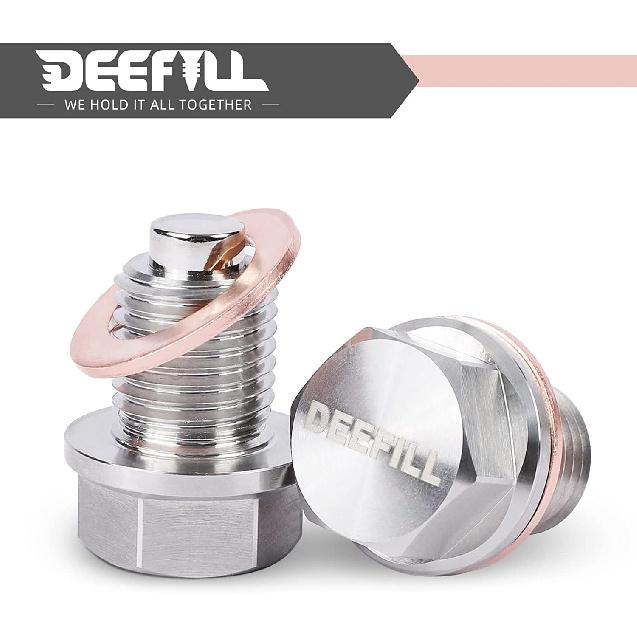 M14 x 1.5 Magnetic Oil Drain Plug, Stainless Steel Oil Drain Plug with Copper Crush Washer Replacement for Ford, GM, Hyundai, KIA and Accord, CRV,