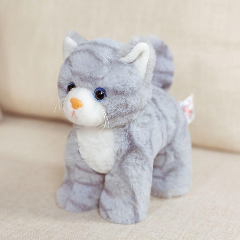 Stuffed Animals Cat Plush Toys Simulation Stuffed Lifelike Cat Plush Kitten Doll  Birthday Gift