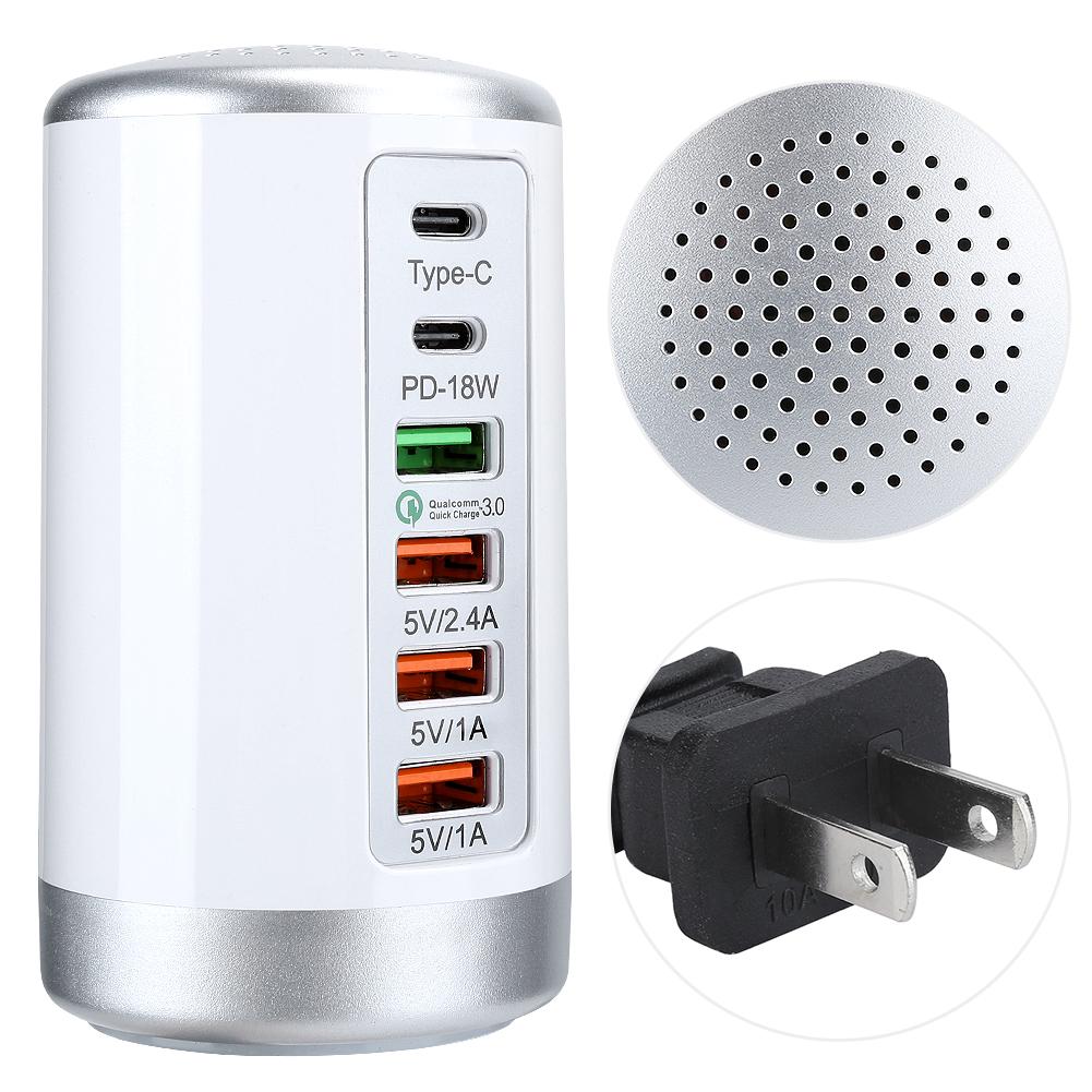 Fast Charger Hub 6 Ports USB TypeC QC3.0 PD 18W Charging Station for Phone Tablet Computer 65W