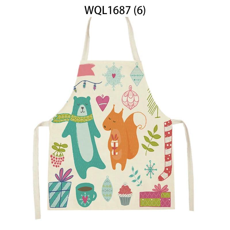 Cartoon Animal Fox Bear Pattern Kitchen Apron Woman Adult Kids Bibs Home Cooking Baking Cleaning Apron Kitchen Accessory