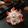 Neunschwänziger Fuchs Keramik Tee Haustier Ornament - Niedliche Heim- und Teetisch Dekoration Geschenk.