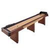 Tavolo Shuffleboard da 3,7 m, Set Combo 2 in 1 Shuffleboard e Bowling, Tavolo Shuffleboard con Finitura in Legno Rustico, Piano di Gioco Resistente ai Graffi, 8 Dischi,