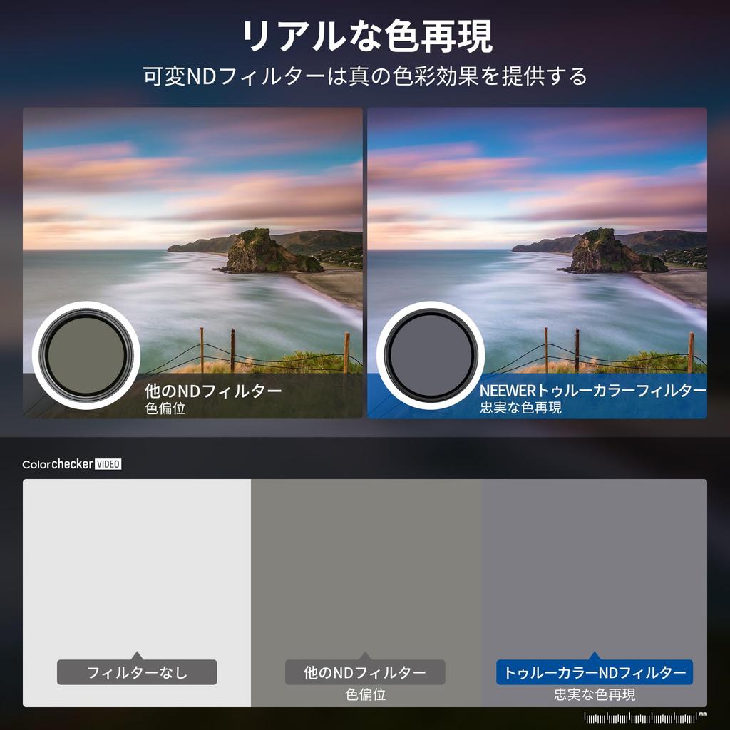 NEEWER 52mm Variable ND True Color Hard Stops Neutral Density Filter for Optical Frame Filter, & Stops, 3-11 Adjustable, ND8-2000 Filter,