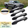For Toyota Hilux Revo Rocco AN110 AN120 AN130 2016~ Accessories Carbon Fiber Car Door Handle Cover Stickers 2018