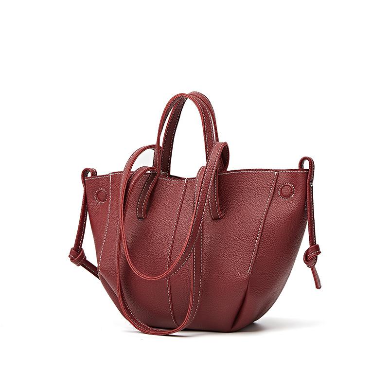 Lychee Pattern Soft Leather Large-capacity Tote Bag Fashionable Niche Design High-end Handbag Single Shoulder Wing Bag