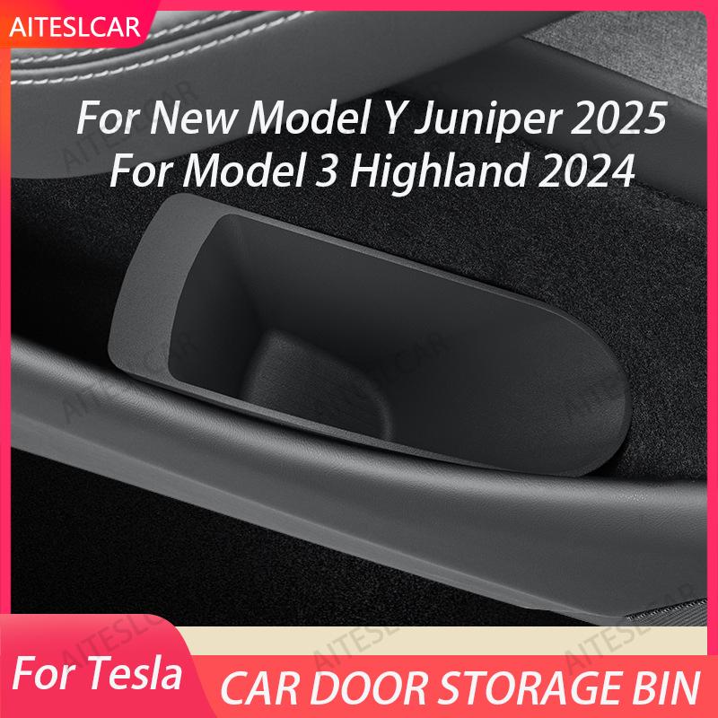 Aiteslcar For Tesla Model Y Juniper Door Side Storage Box Full-Cover Driver And Co Driver Interior Storage Box Accessories