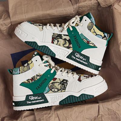 Mode Tenis Graffiti Personnalisé Chaussure Homme 2024Automne Chaussure Sport Homme Chaussure Toile Montante Tendance Tennis Homme Chaussure Skate Chaussure Décontractée Homme