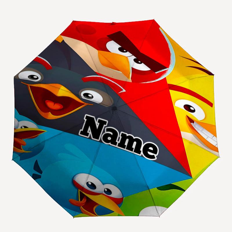 

1PC Angry Birds Characters Custom Name Automatic Open/Close, 8-Rib Durable Frame Compact Travel Umbrella for Men & Women D1222064