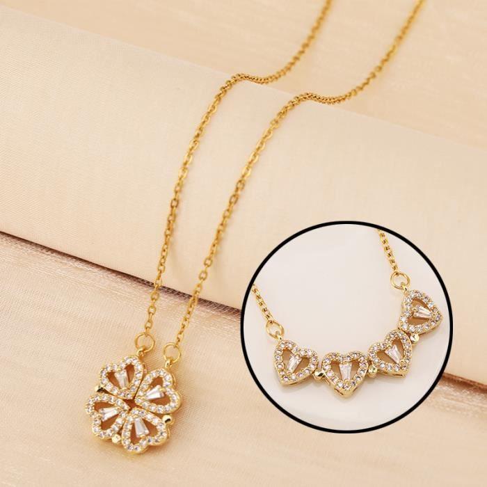 Collier pendentif - AUTREMENT - Trèfle à quatre feuilles - Zirconium - Doré - Femme