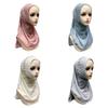 Elastic Fit Beaded Hijab Scarf Pearl Beaded Trim Muslim Headscarf Women Turban Cap  Muslim Women